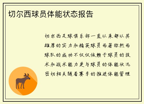 切尔西球员体能状态报告